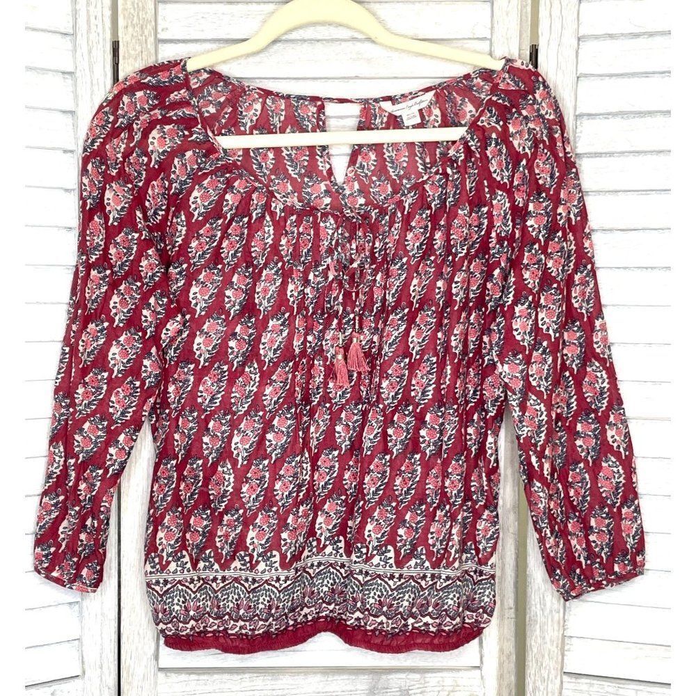 American Eagle Outfitters Floral Long Sleeve Boho Shirt Size XS